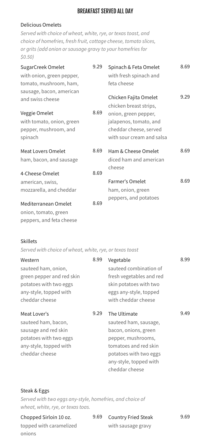 Sugarcreek Restaurant What's for Dinner Gainesville